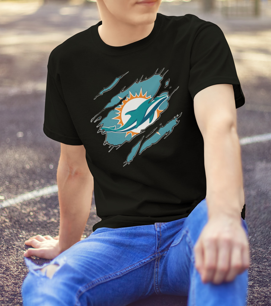 Miami Dolphins Ripped Claw Marks T-Shirt