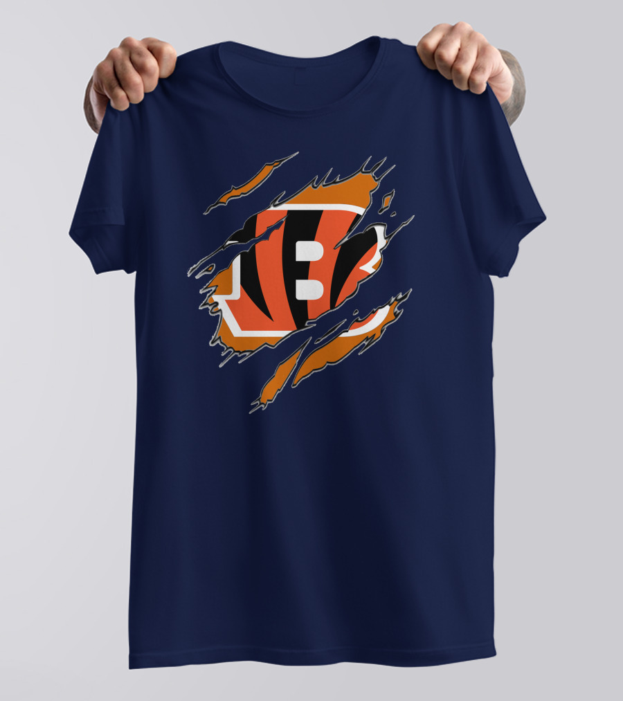 Cincinnati Bengals Claw Mark Logo Tearing Effect T-Shirt