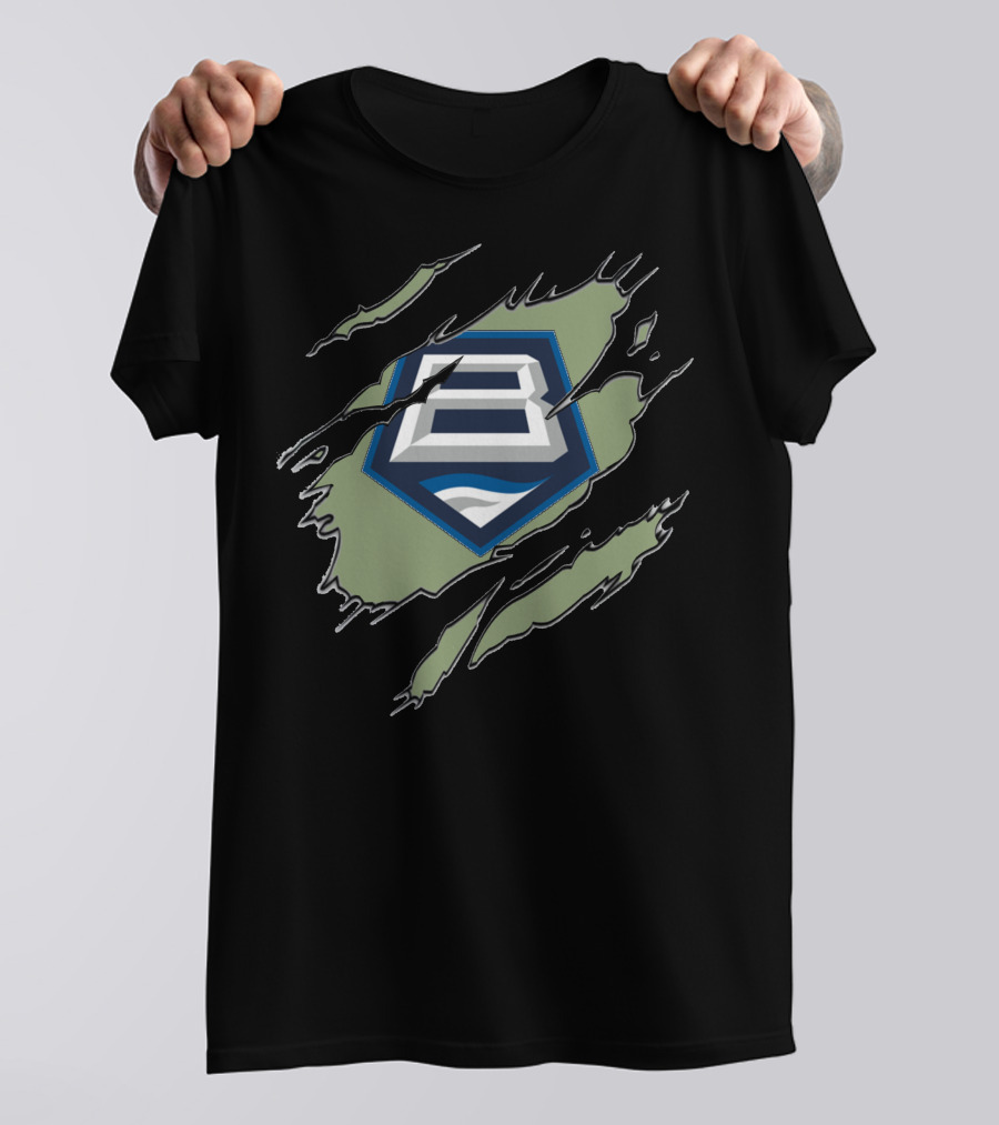 Baltimore Brigade Logo With Claw Marks And Blue White B On Green T-Shirt