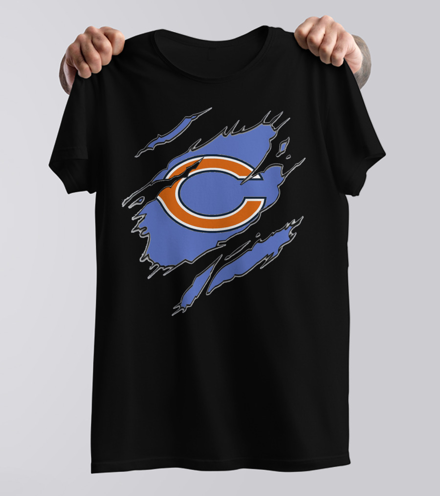 Chicago Bears Iconic C Logo In Claw Marks T-Shirt