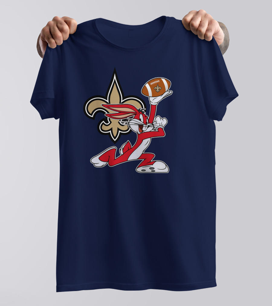 New Orleans Saints Bugs Bunny Football Fleur-de-Lis T-Shirt