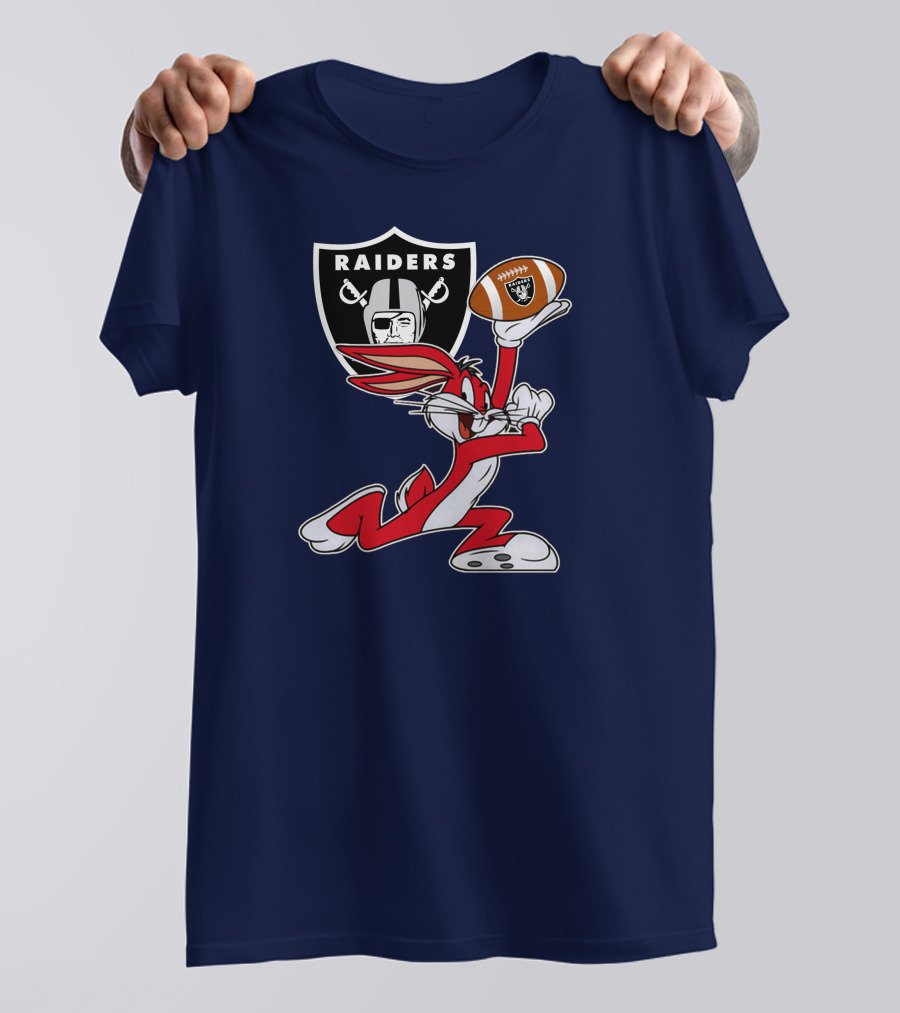 Raiders Bunny Holding Football With Oakland Raiders T-Shirt