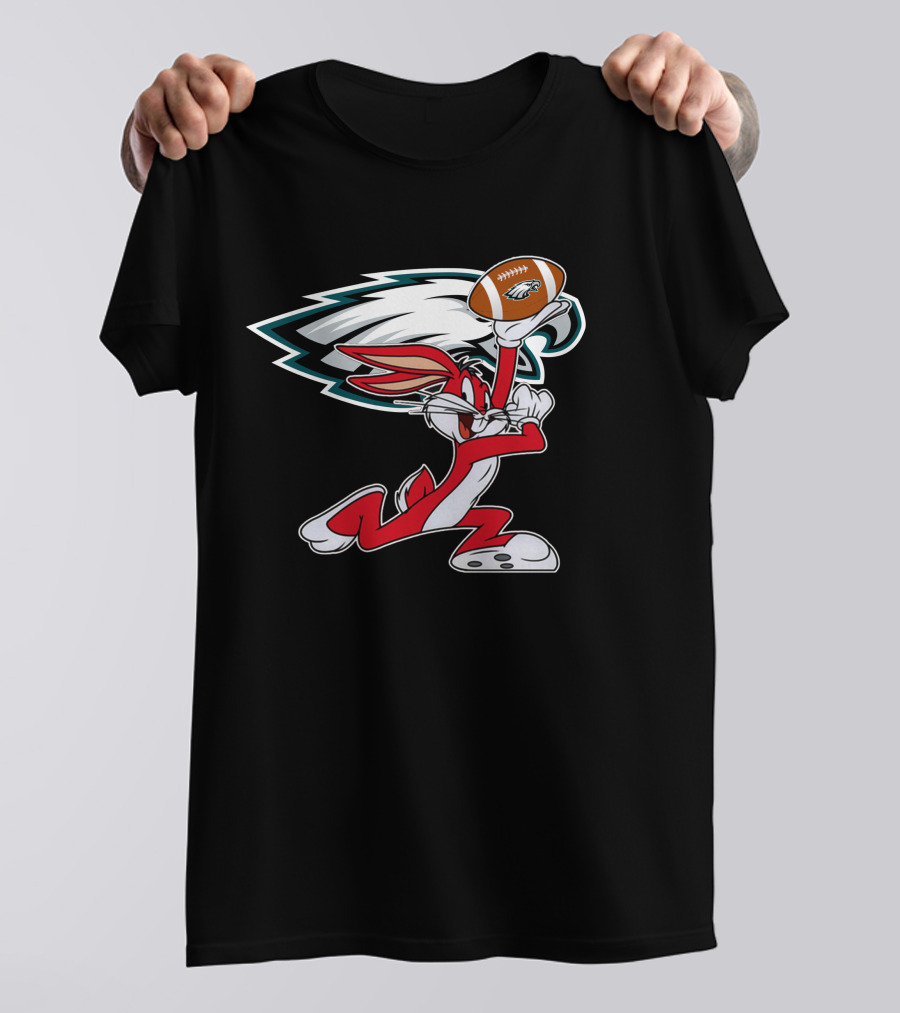 Philadelphia Eagles Looney Tunes Bunny Holding Football T-Shirt