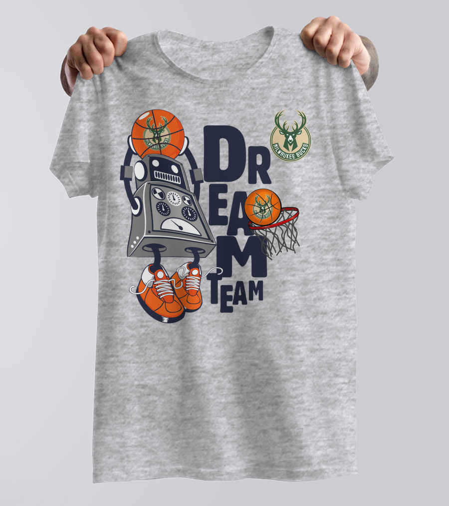 Milwaukee Bucks Dream Team Robot Basketball Fantasy T-Shirt
