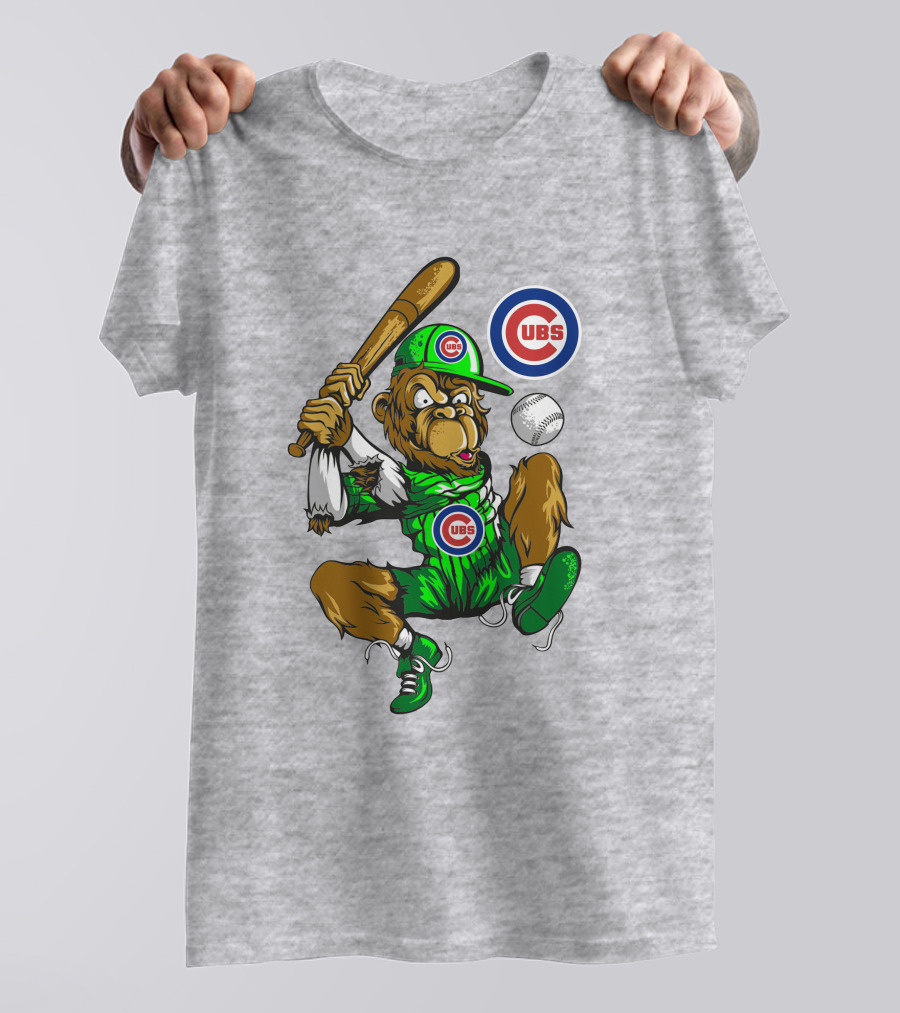 Chicago Cubs Mascot Swinging Baseball Action T-Shirt