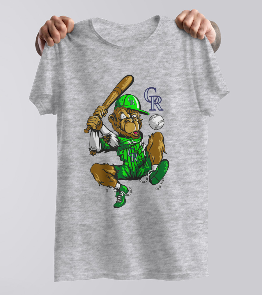 Colorado Rockies Cr Baseball Monkey Batting T-Shirt