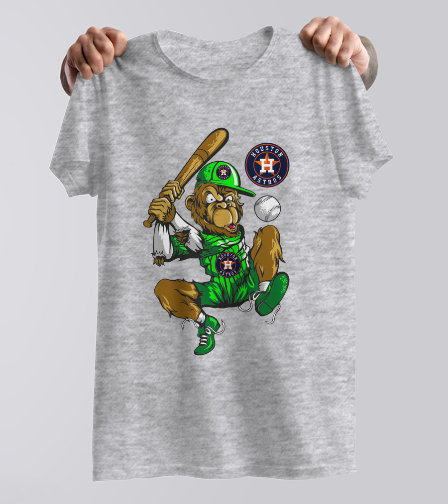 Houston Astros Baseball Monkey Home Run Swing T-Shirt