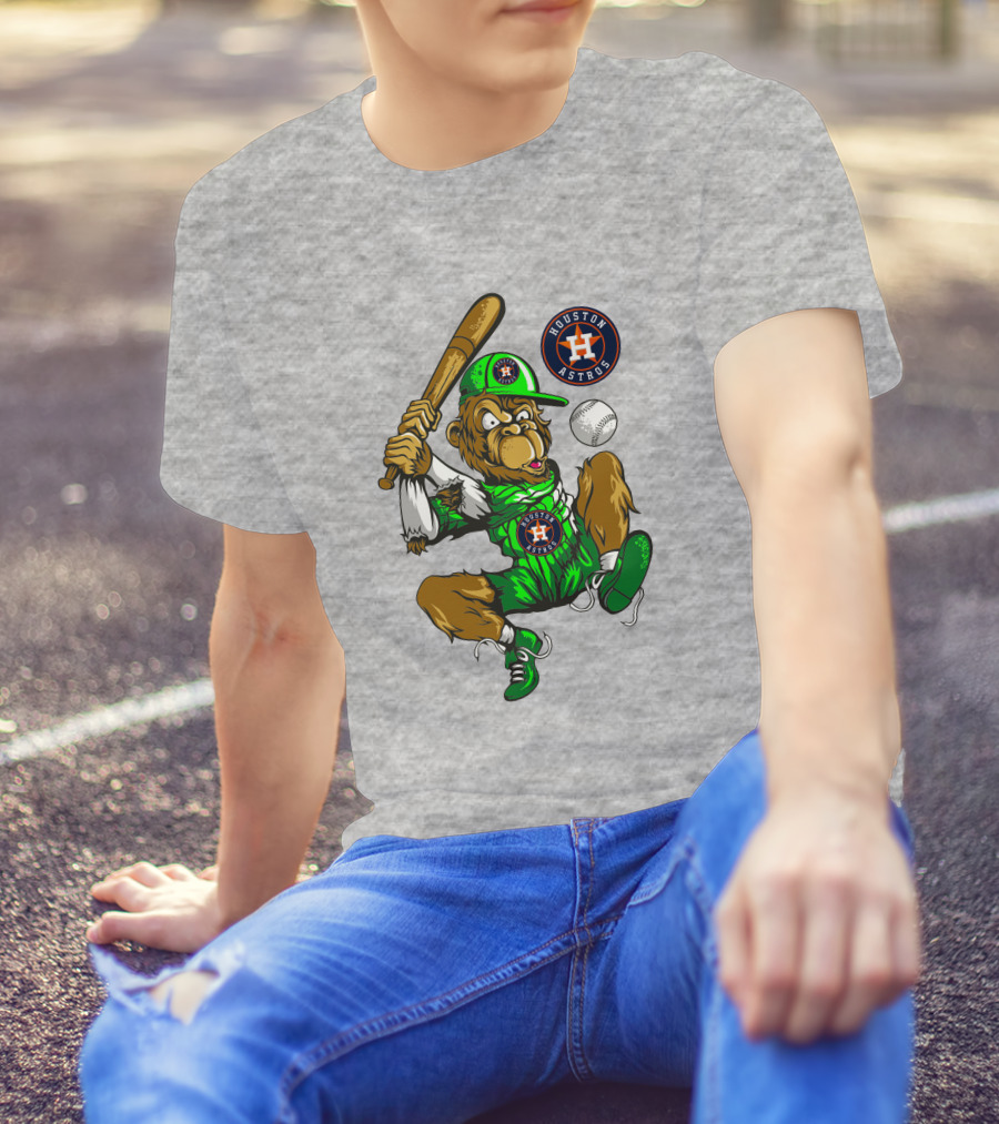 Houston Astros Baseball Monkey Home Run Swing T-Shirt