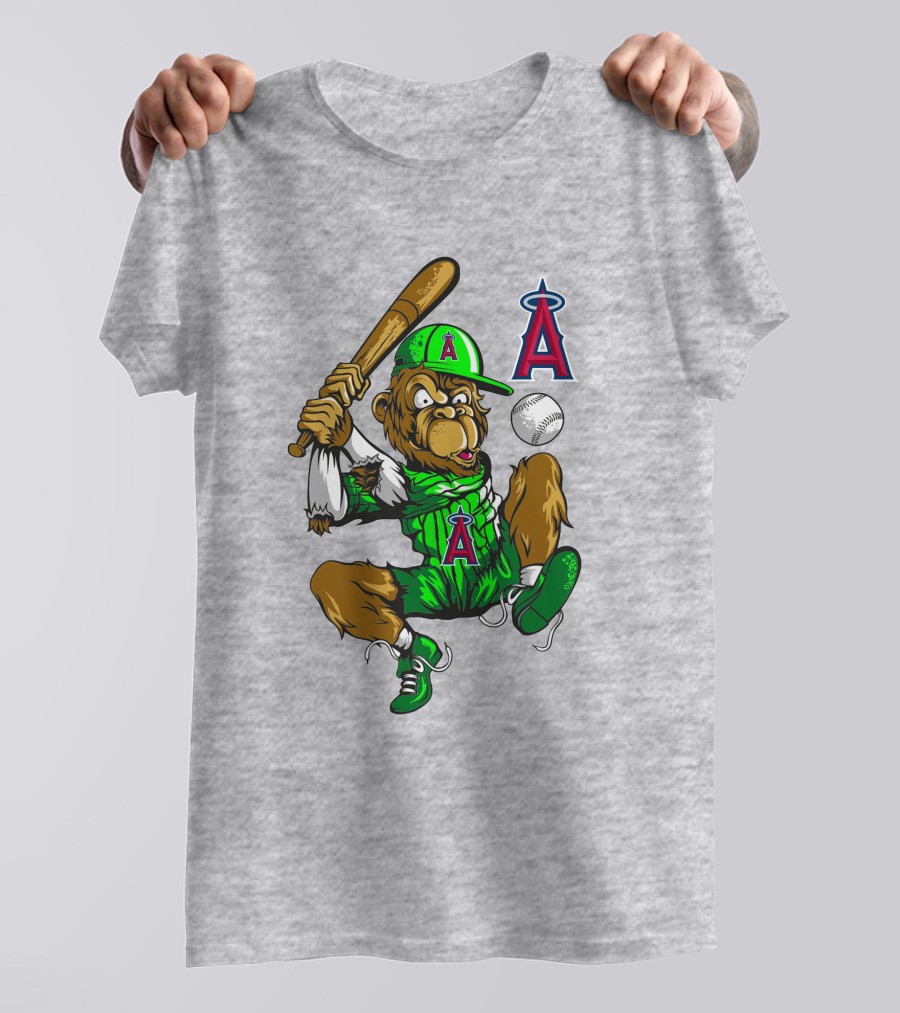 Los Angeles Angels Mascot Swinging With Baseball And Bat T-Shirt