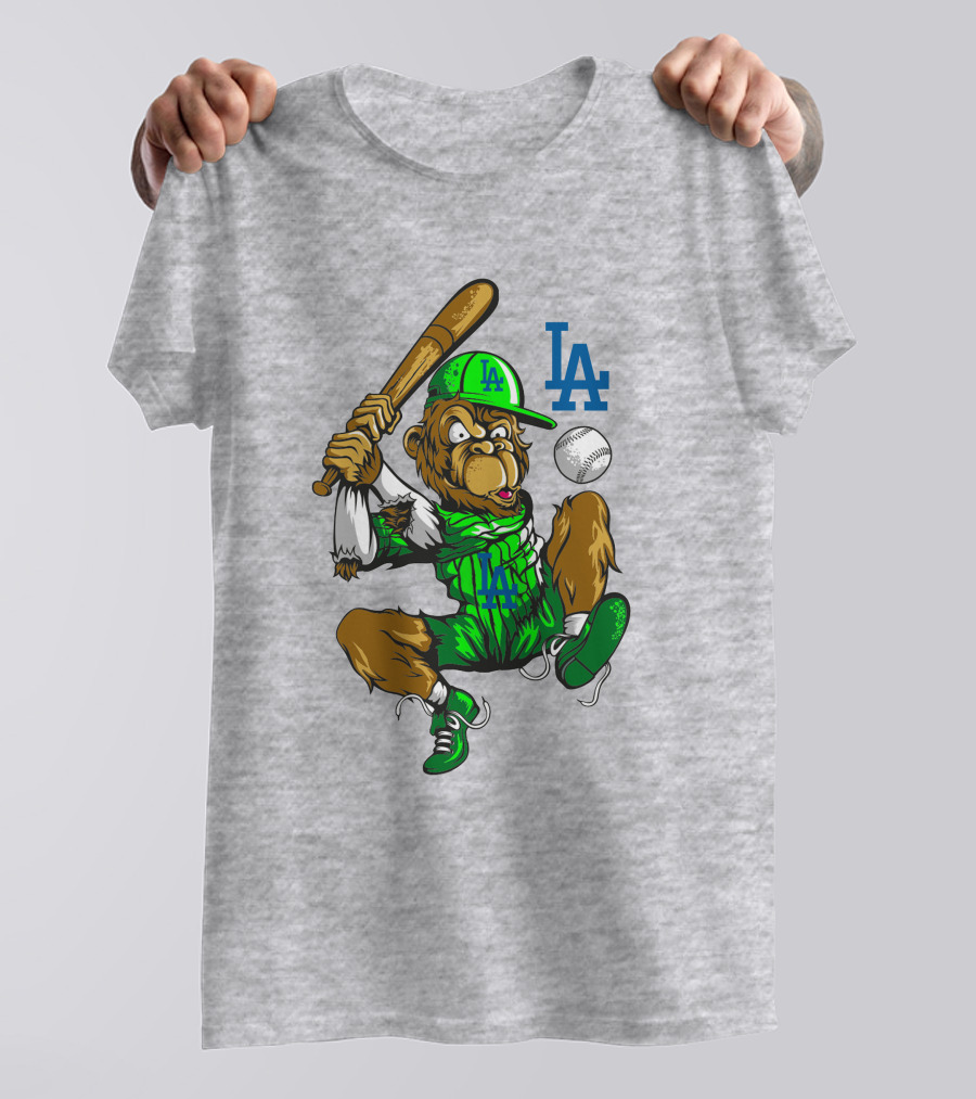 Los Angeles Dodgers Home Run La Monkey Baseball Batter T-Shirt