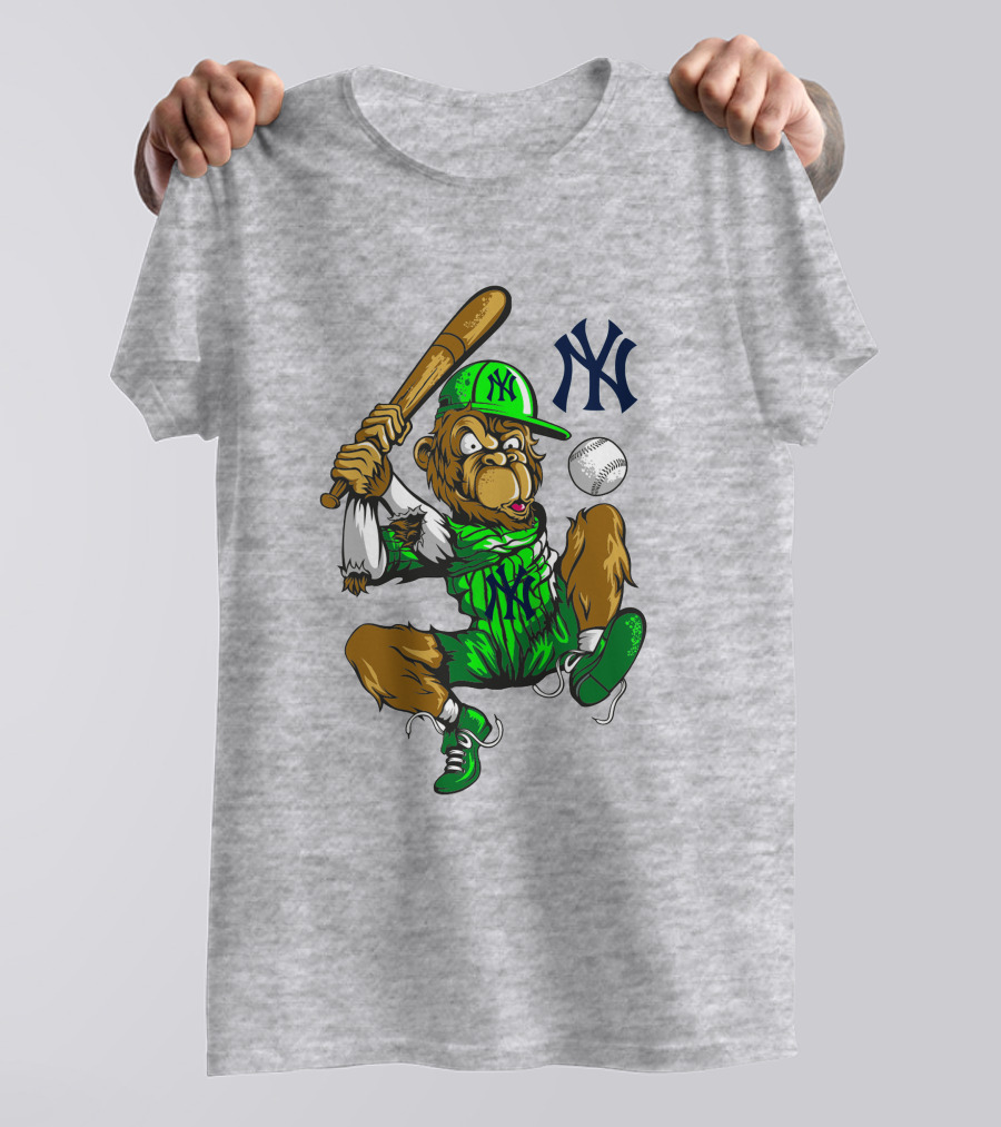 New York Yankees Home Run Monkey Swing With Logo And Baseball T-Shirt