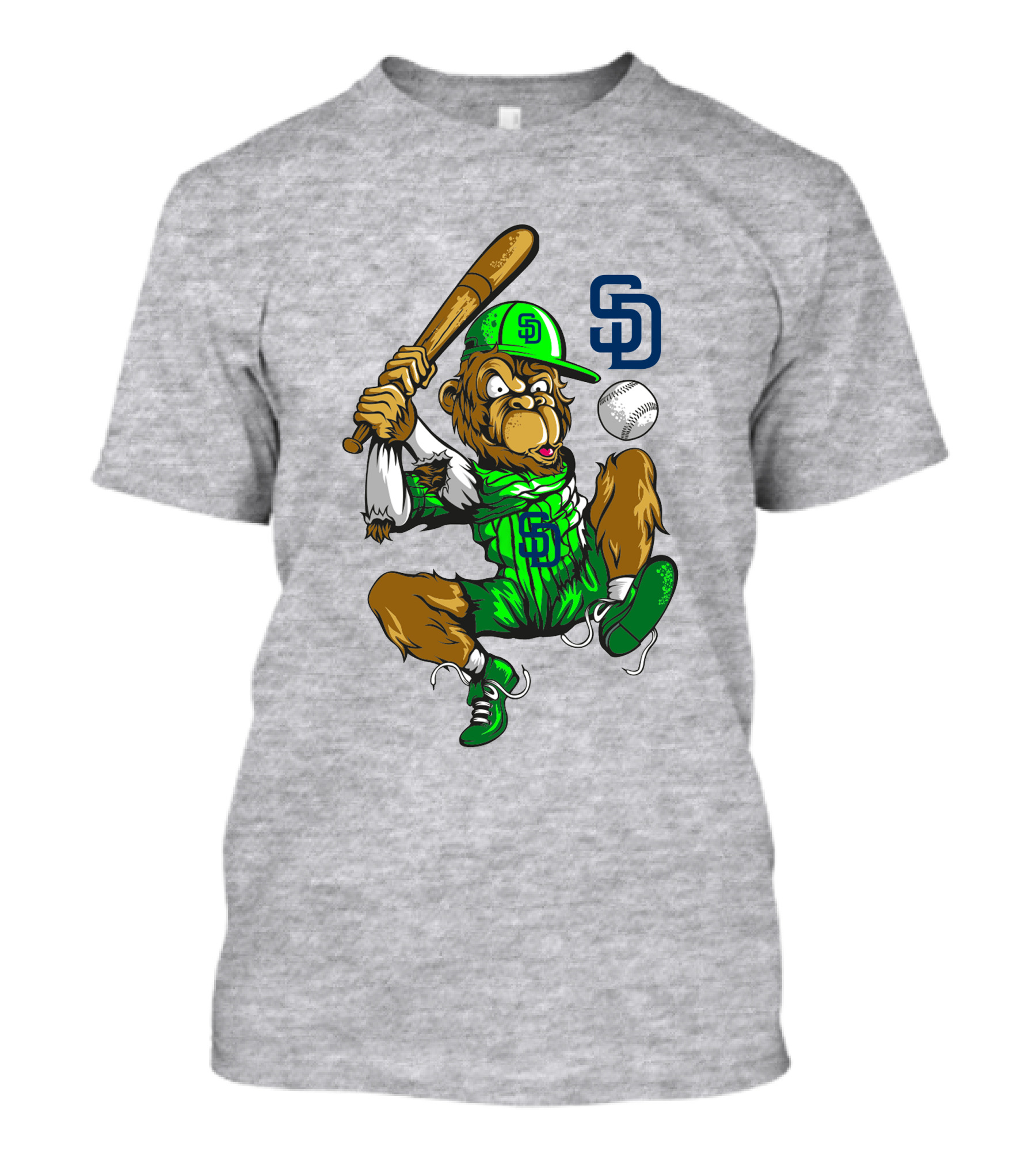 San Diego Padres Baseball Monkey With Cap And Bat T-Shirt