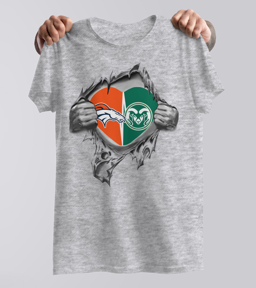 Broncos Colorado State Rams Heart T-Shirt