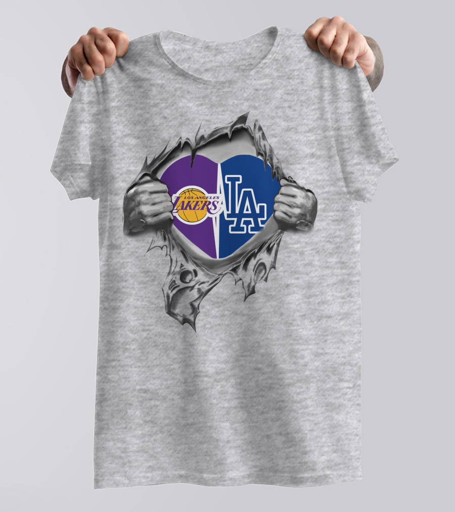 Los Angeles Lakers Dodgers Heart Symbol T-Shirt
