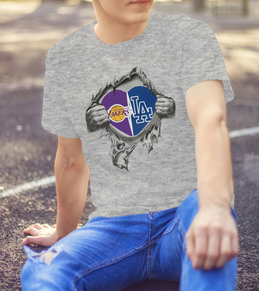 Los Angeles Lakers Dodgers Heart Symbol T-Shirt