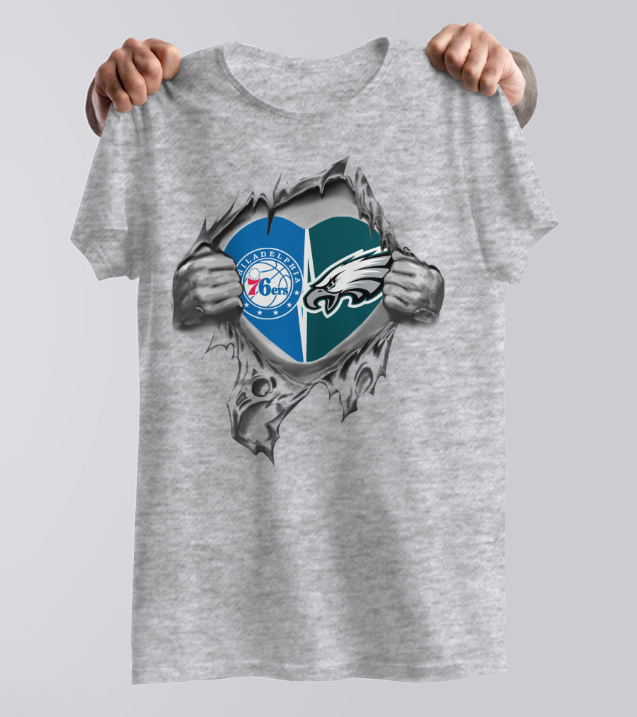 Philadelphia Eagles 76ers Heart In My Chest T-Shirt