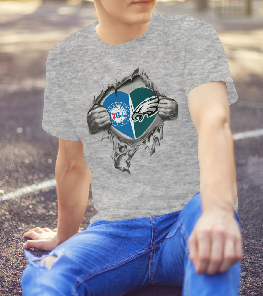 Philadelphia Eagles 76ers Heart In My Chest T-Shirt