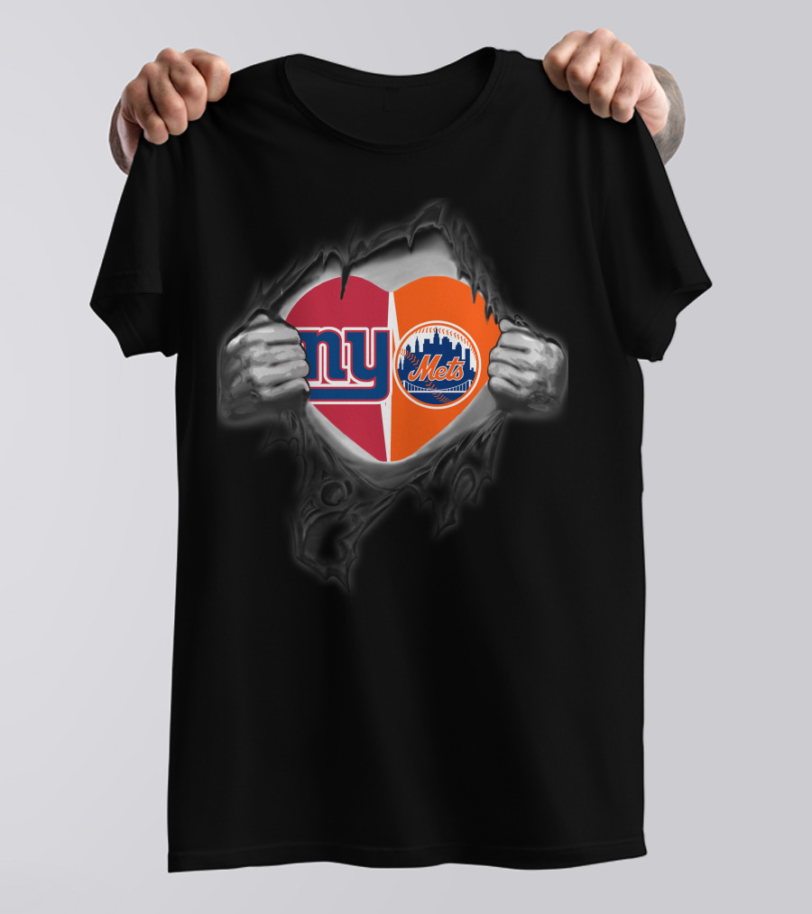 New York Giants Mets Heart Symbol Burst T-Shirt