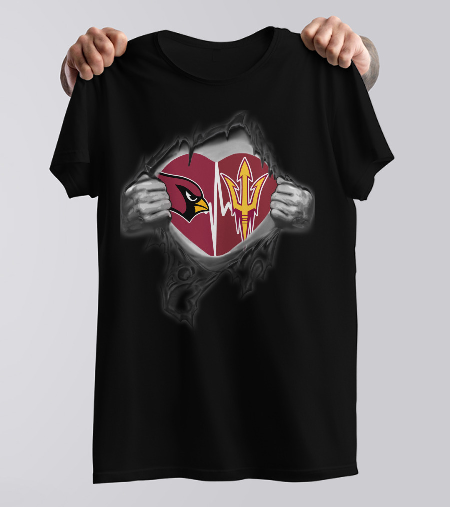 Arizona Cardinals Arizona State Sun Devils Heart Inside My Chest T-Shirt