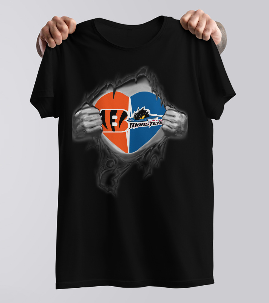 Bengals Cleveland Monsters Heart-Shaped Team Spirit T-Shirt