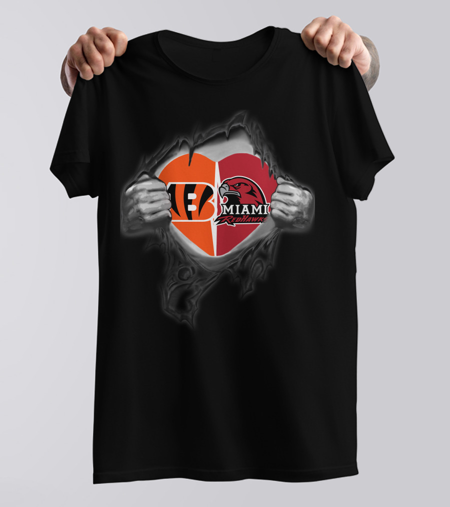 Bengals Miami RedHawks Heart Symbol Unveiled T-Shirt