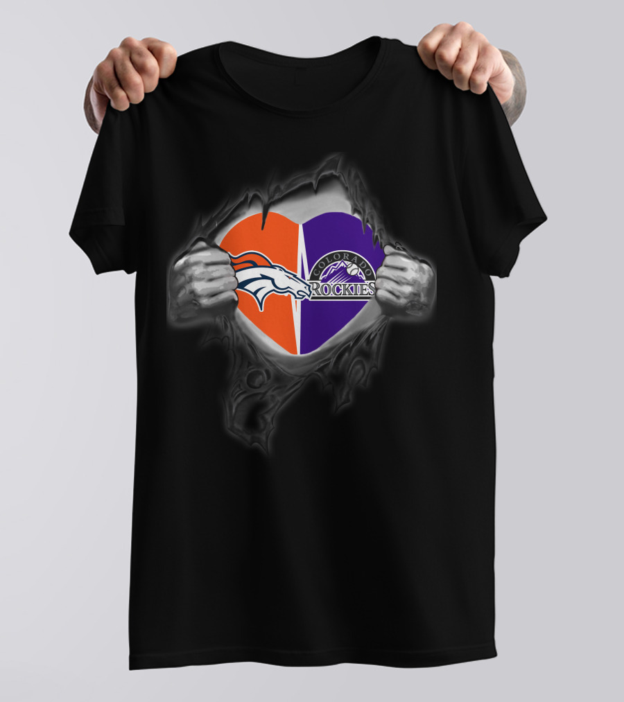 Broncos Rockies Colorado Heart T-Shirt
