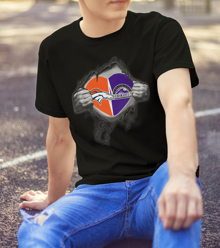 Broncos Rockies Colorado Heart T-Shirt