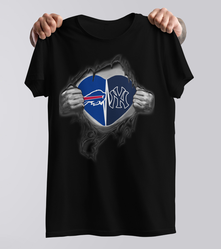 Buffalo Bills New York Yankees Logo Heart T-Shirt