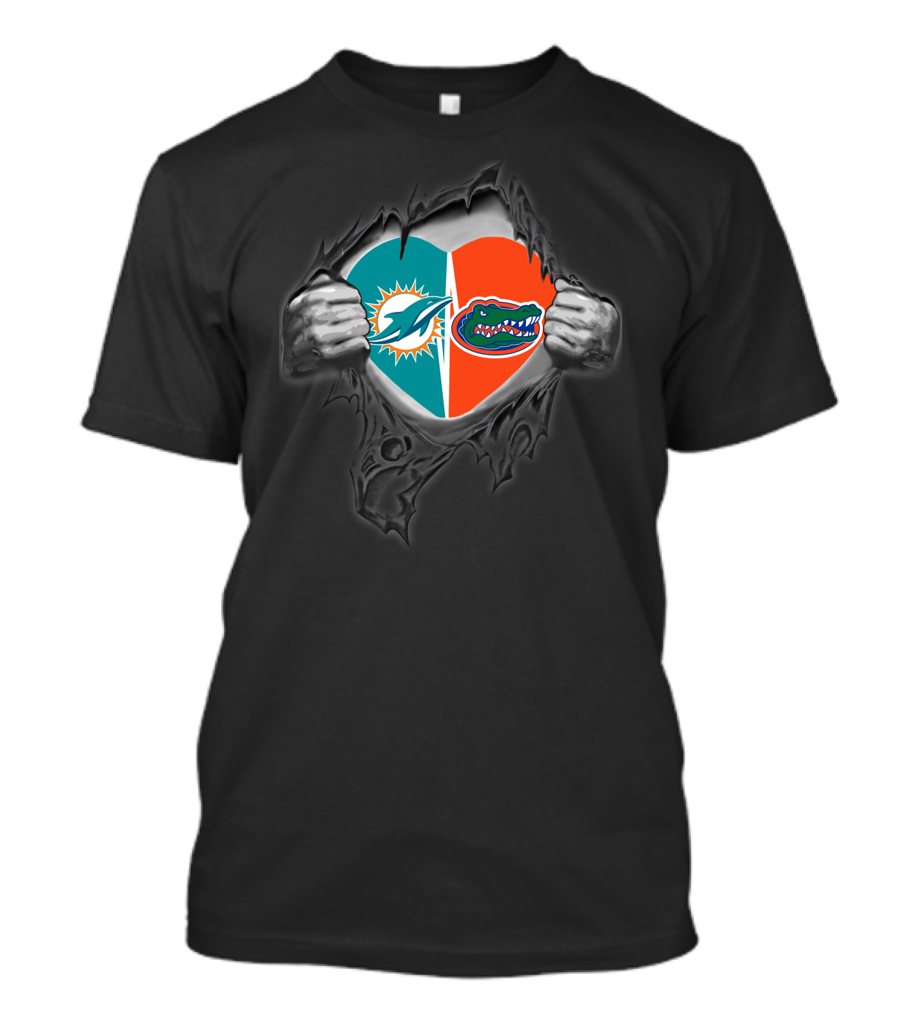 Dolphins Gators Heart Revealing T-Shirt
