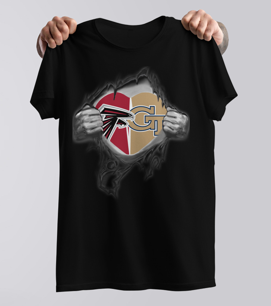 Falcons Georgia Tech Heart Logo Peeling T-Shirt