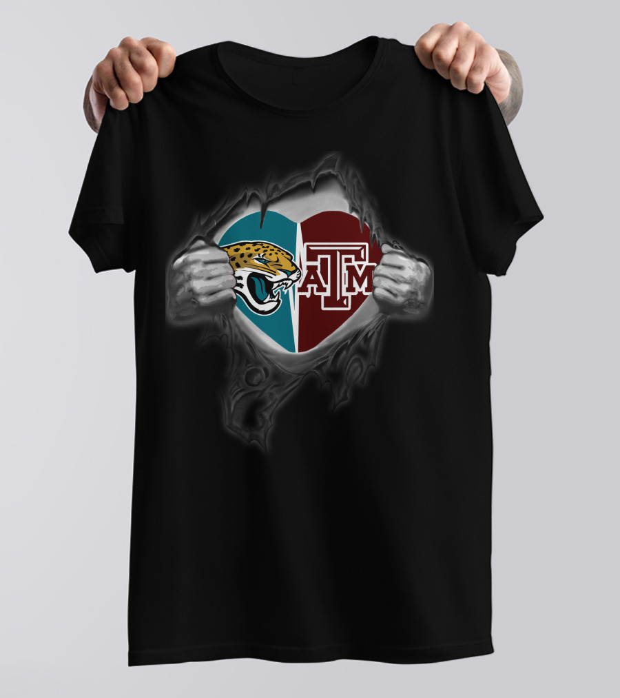 Jaguars Texas A&M Aggies Heart T-Shirt