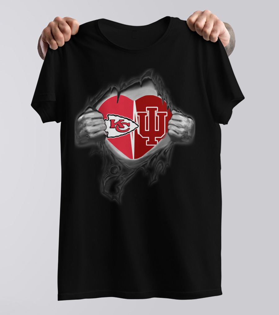 Kansas City Chiefs Indiana Hoosiers Heart Logo Fan Passion T-Shirt