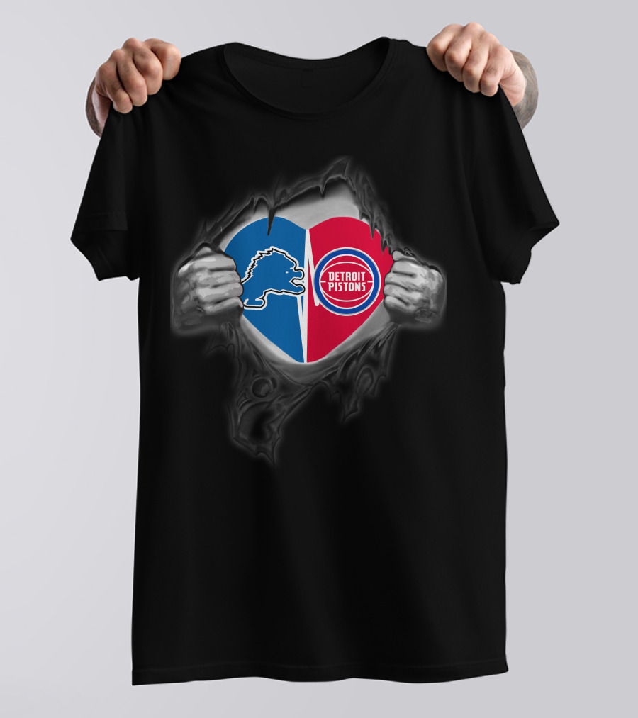 Lions Detroit Pistons Heart T-Shirt