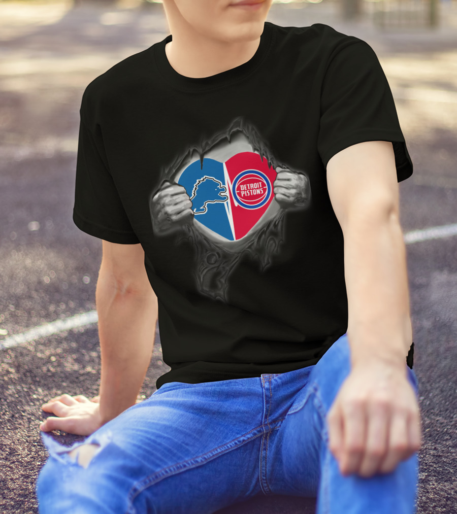 Lions Detroit Pistons Heart T-Shirt