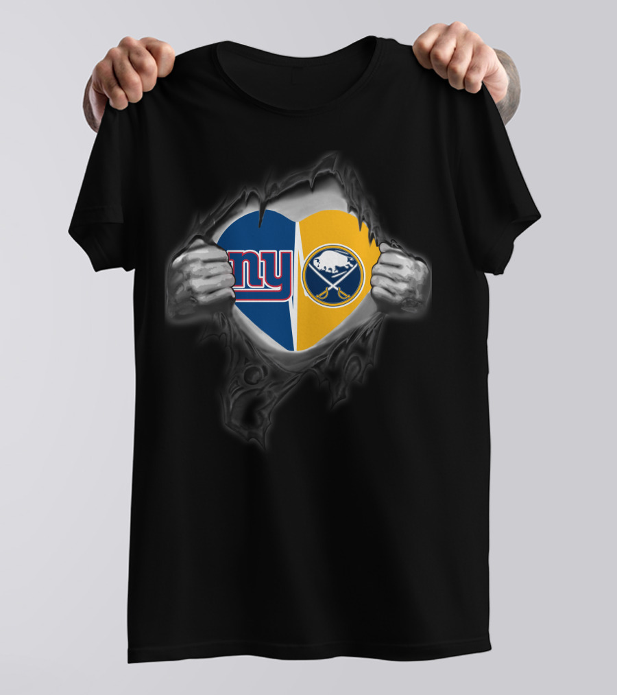 New York Giants Buffalo Sabres Heart T-Shirt