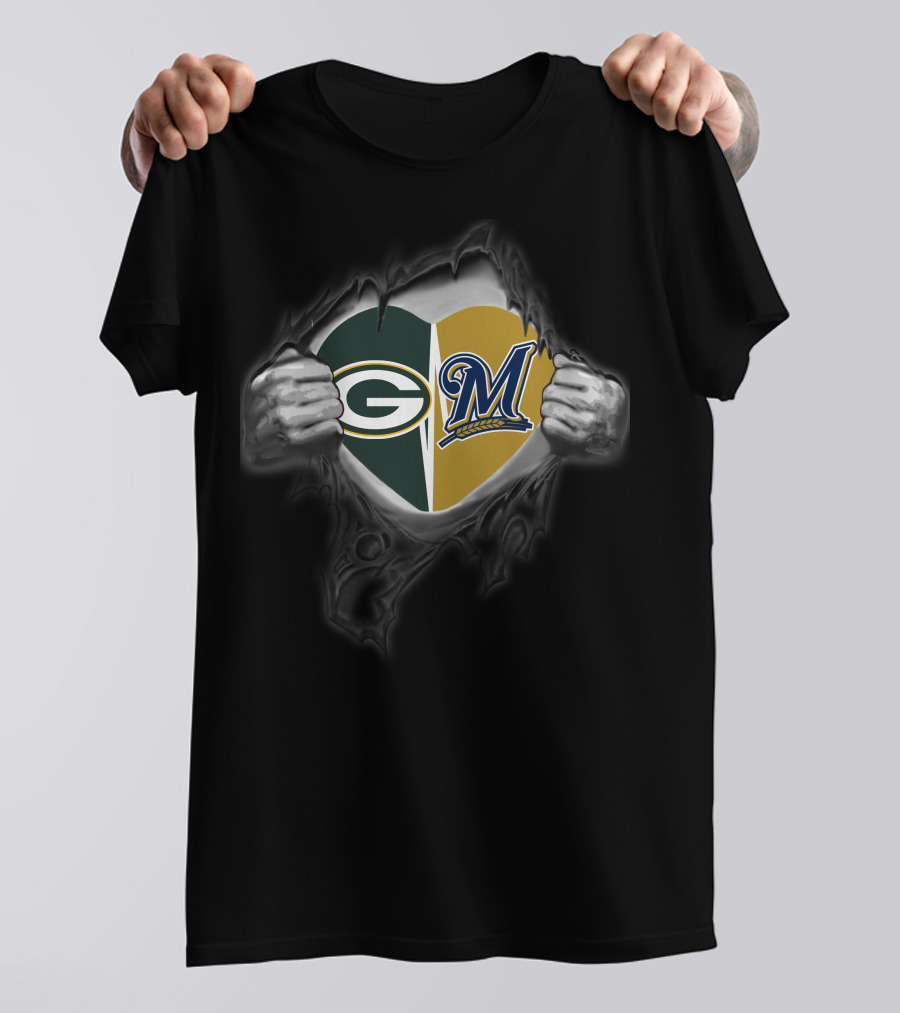Packers Brewers G And M Heart Symbol Loyalty T-Shirt