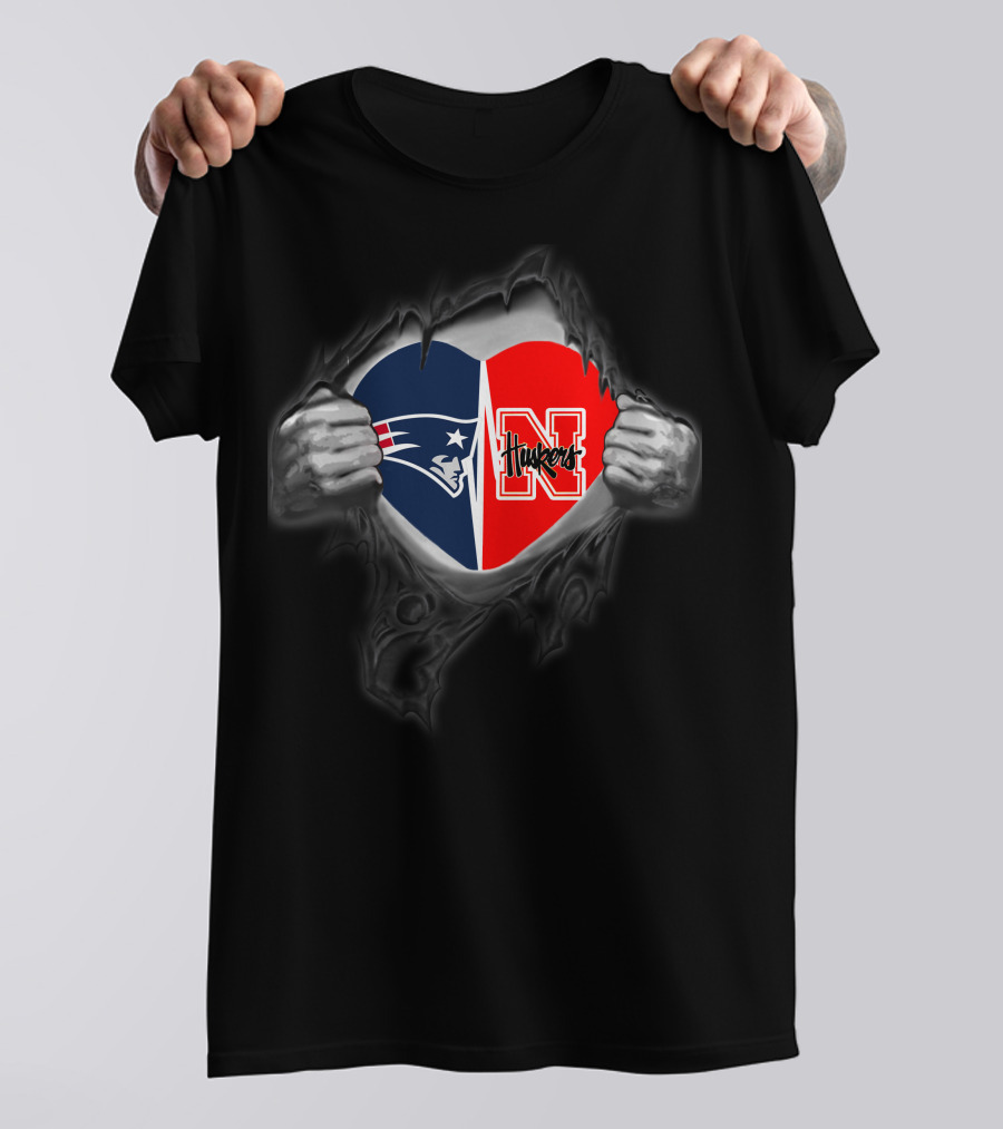 Patriots Huskers Heart Fan Loyalty Split T-Shirt