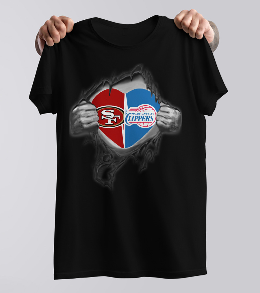 Sf 49ers Los Angeles Clippers Heart Logo Fan Pride T-Shirt