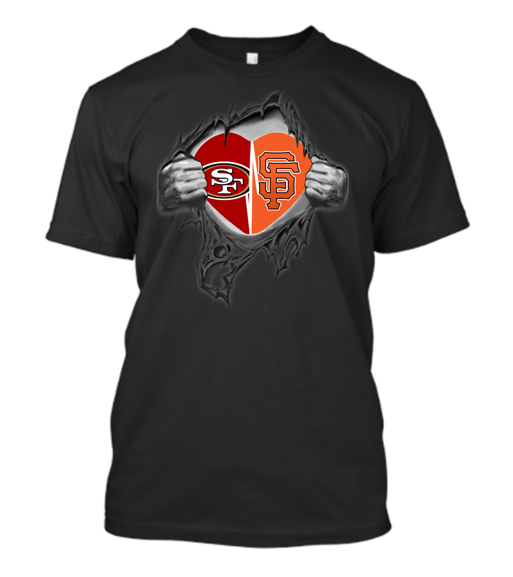 Sf 49ers Giants Heart Logo Fusion T-Shirt