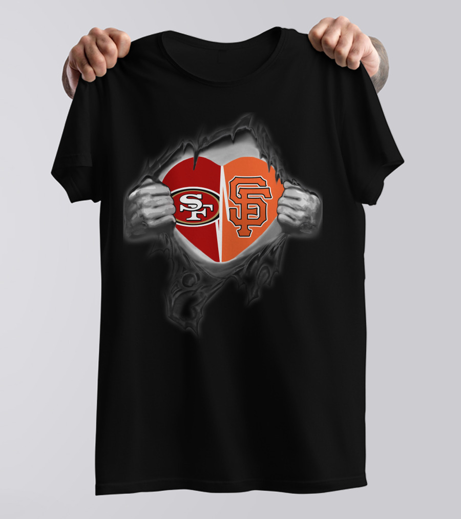 Sf 49ers Giants Heart Logo Fusion T-Shirt
