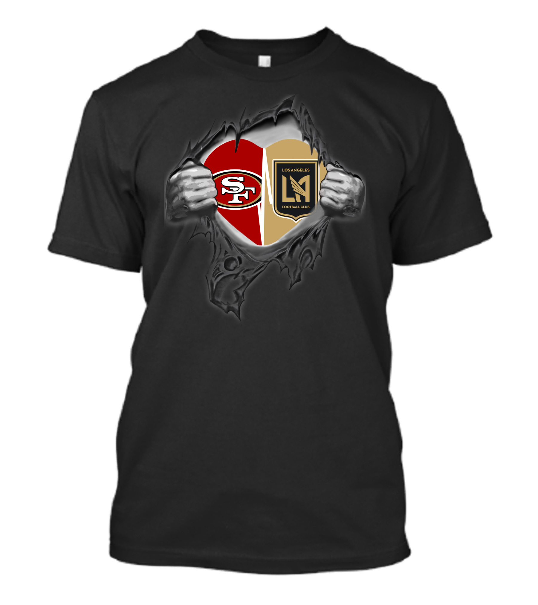 Sf 49ers Los Angeles Fc Heart Logo Fan Unity T-Shirt