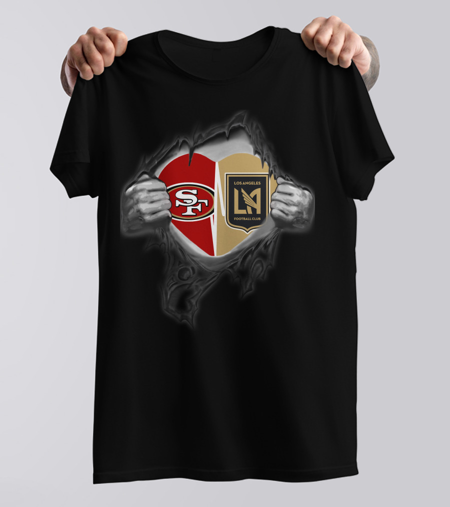 Sf 49ers Los Angeles Fc Heart Logo Fan Unity T-Shirt