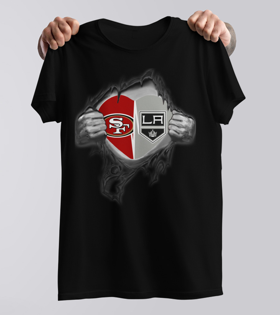 Sf 49ers Los Angeles Kings Heart Logos T-Shirt