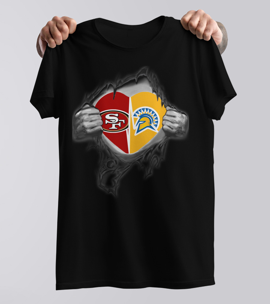 Sf 49ers San Jose State Spartans Heart T-Shirt
