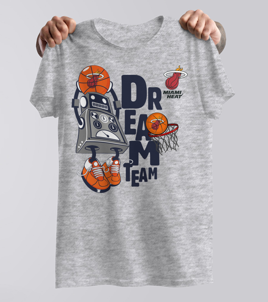 Miami Heat Dream Team Basketball Robot And Hoop T-Shirt