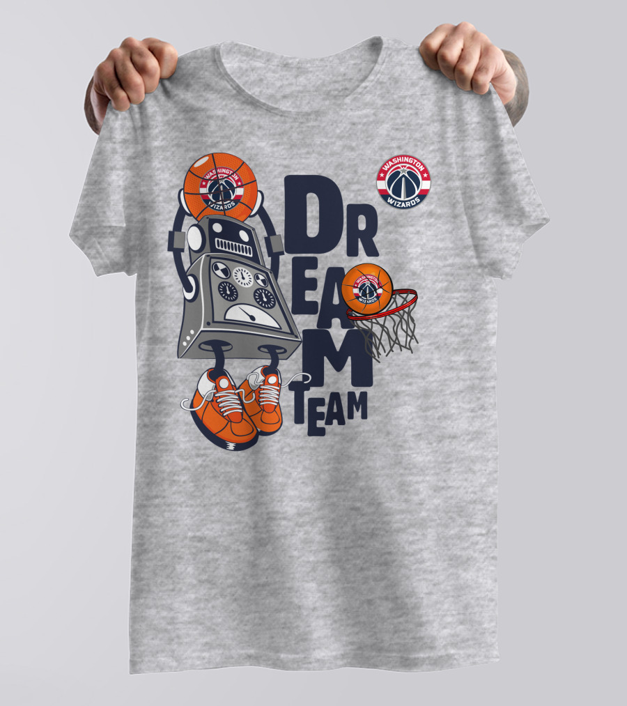 Washington Wizards Dream Team Robot With Basketball Head And Hoop T-Shirt