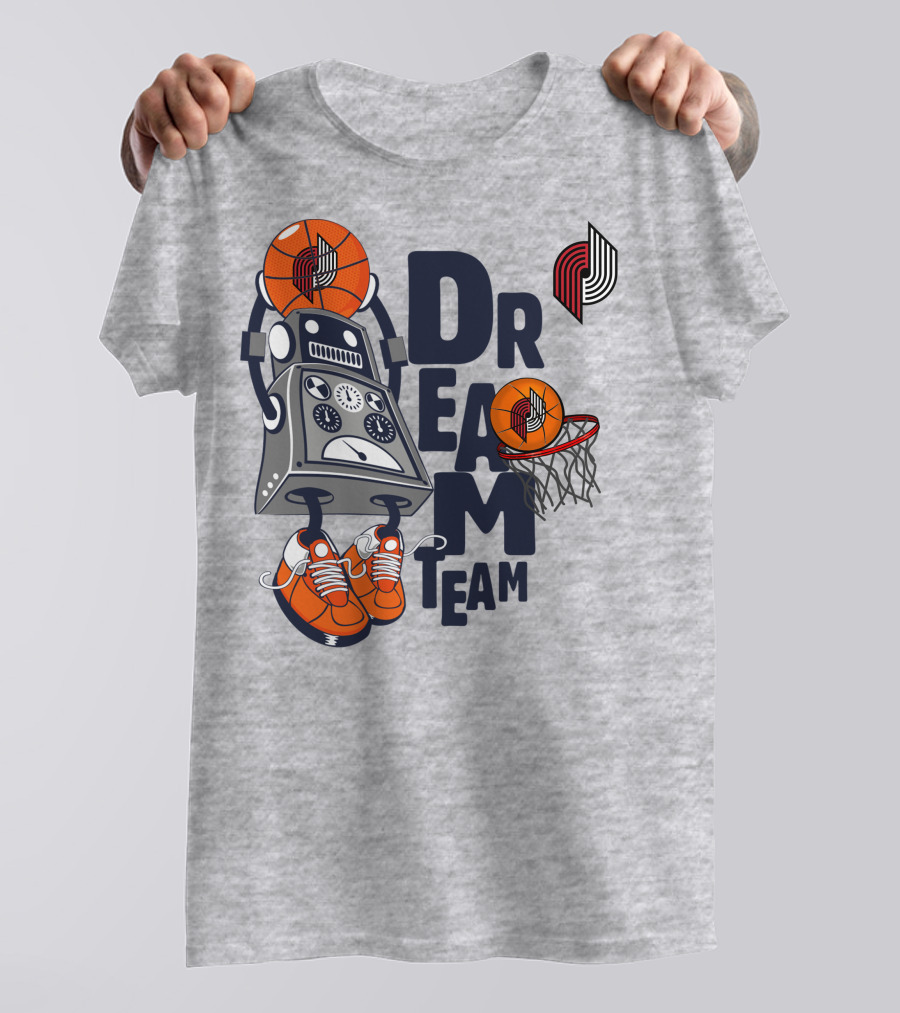 Portland Trail Blazers Dream Team Robot Basketball Fantasy T-Shirt