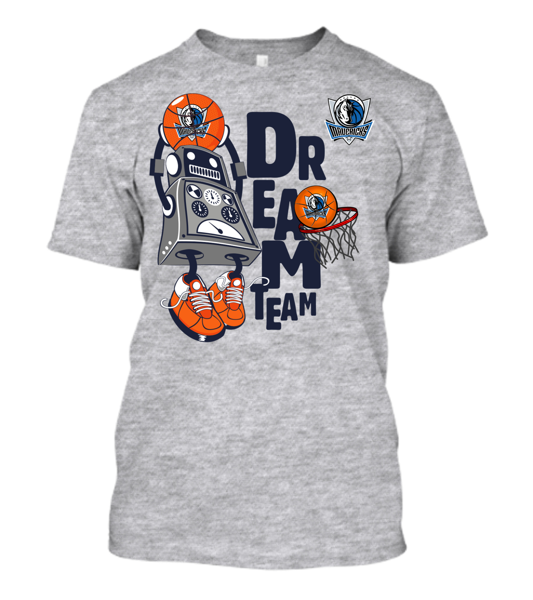 Dallas Mavericks Dream Team Robot With Basketball And Hoop T-Shirt