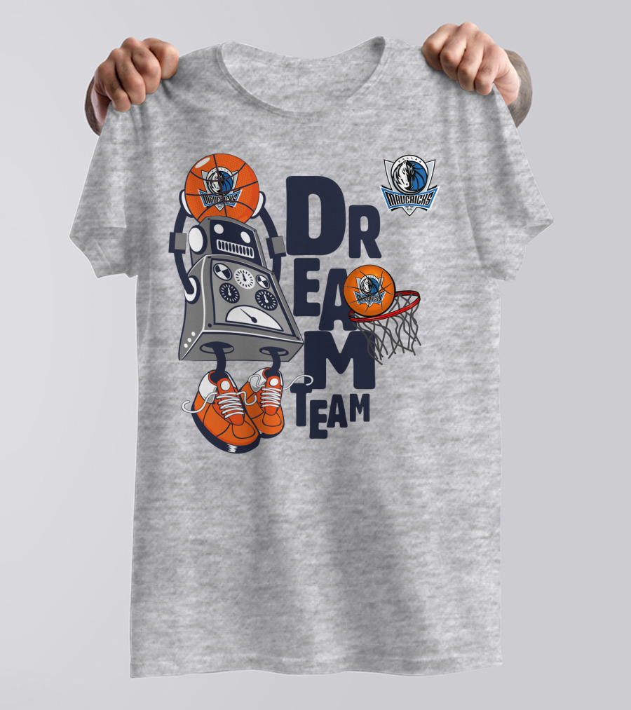 Dallas Mavericks Dream Team Robot With Basketball And Hoop T-Shirt