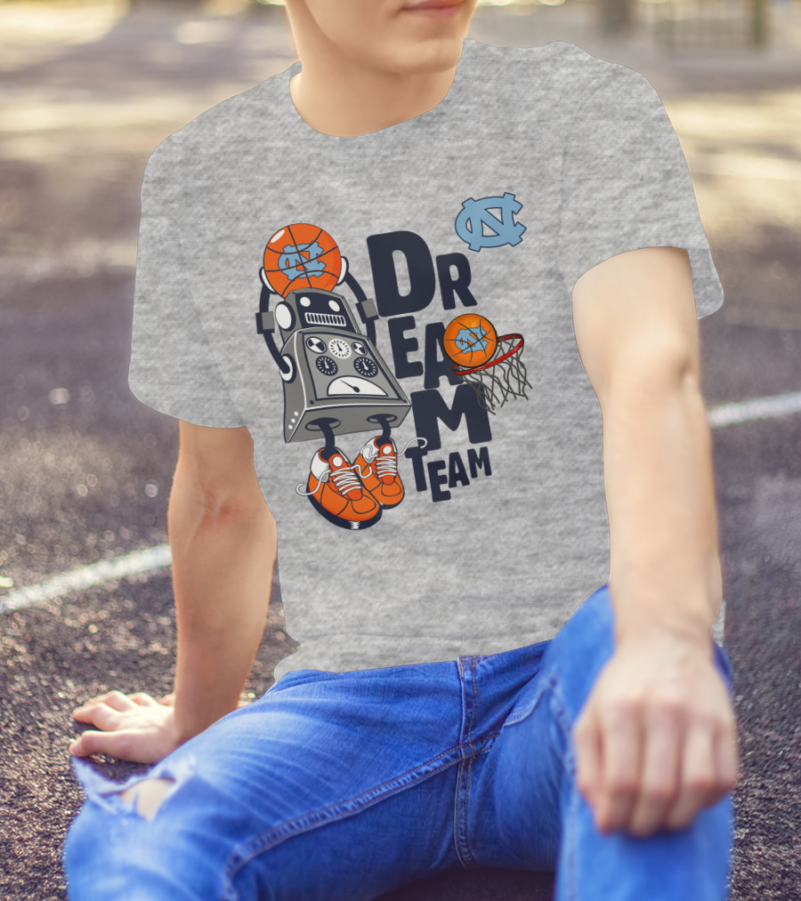 North Carolina Dream Team Basketball Robot Sneakers Iconic Blue T-Shirt